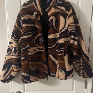 Men's Cozy Brown and Blue Teddy Jacket